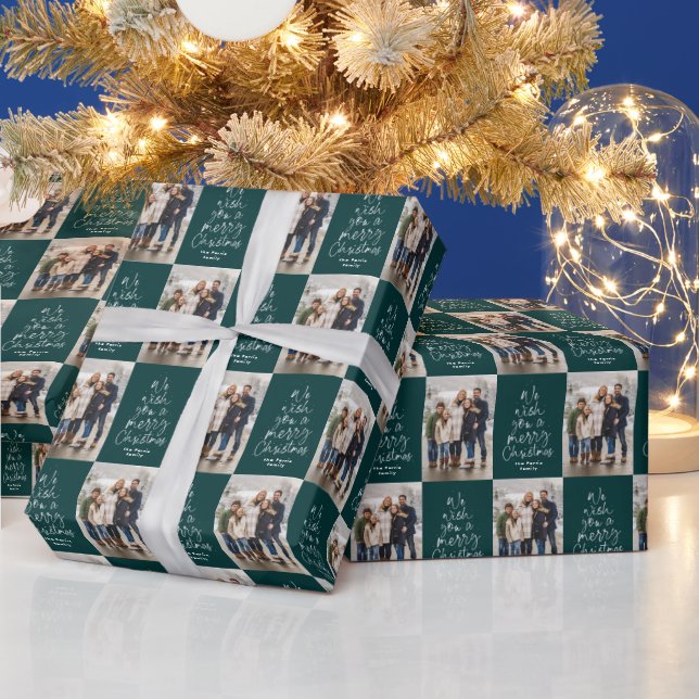 Papier Cadeau Photo de Noël noir turquoise (Vacances)