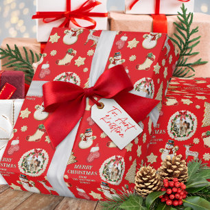 Papier Cadeau Photo de Noël personnalisé & Biscuit avec nom
