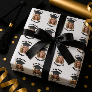 Papier Cadeau Photo de remise de diplôme personnalisée Félicitat