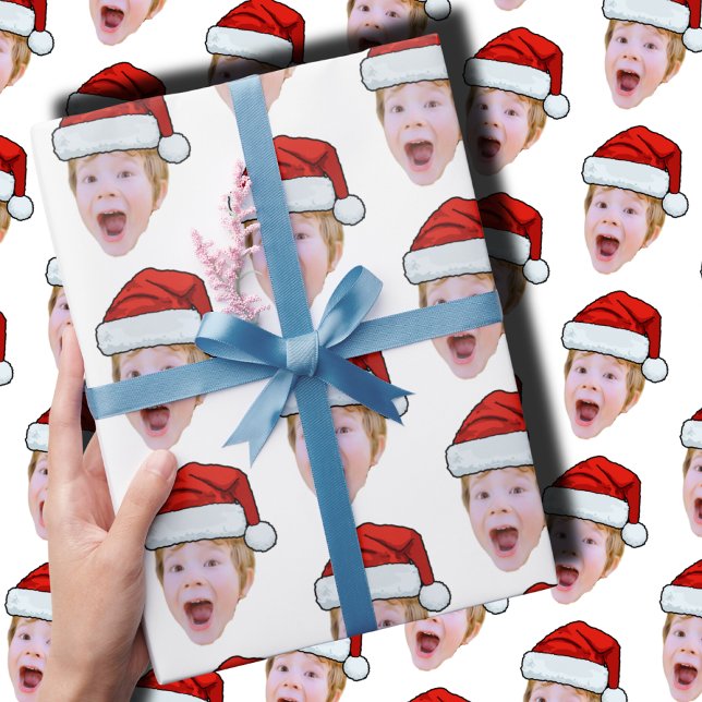 Papier Cadeau Photo de visage de bébé personnalisé Noël du Père  (Créateur téléchargé)