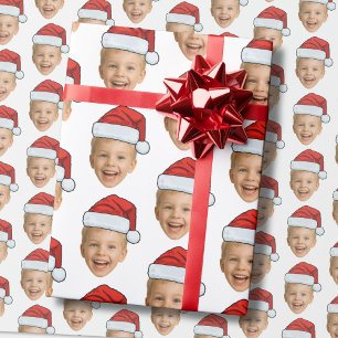 Papier Cadeau Photo de visage de bébé personnalisé Noël du Père