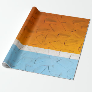 Papier Cadeau Photo d'oeuvres d'art orange, blanc et bleu