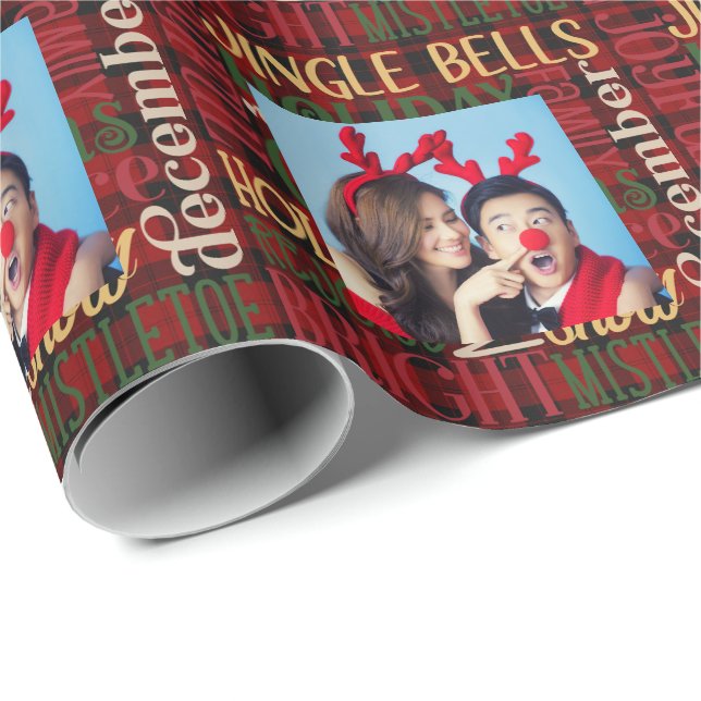 Papier Cadeau PHOTO Enveloppement Cadeau Buffalo Plaid Phrases d (Coin rond)