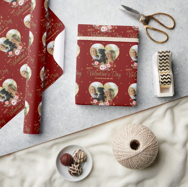Papier Cadeau Photo Heart Gold Valentine's Day Parties scintilla (Artisanat)