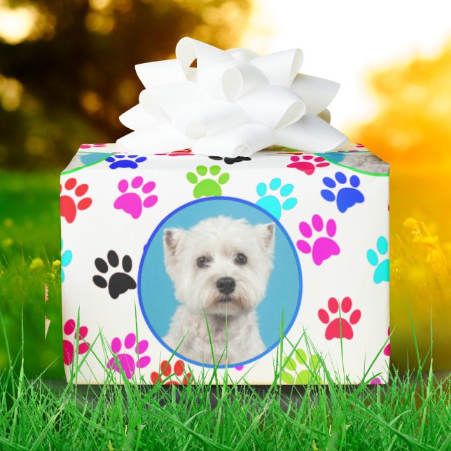 Papier Cadeau Photo Paws personnalisés Amoureux des chiens Amour (Créateur téléchargé)