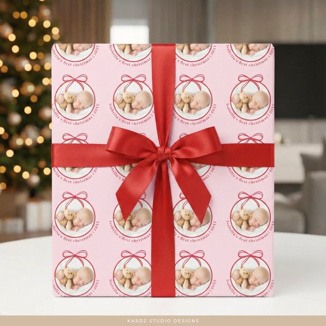 Papier Cadeau Photo personnalisée Baby First Christmas (Créateur téléchargé)