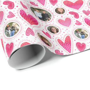 Papier Cadeau Photo personnalisée Coeurs délirants Valentine