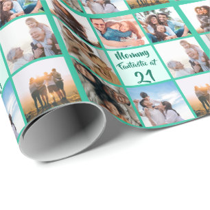 Papier Cadeau Photo personnalisée de maman 21e anniversaire