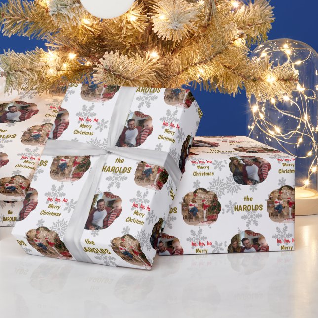 Papier Cadeau Photo personnalisée de Noël moderne (Vacances)