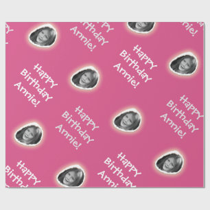 Papier Cadeau Photo personnalisée et salut sur rose