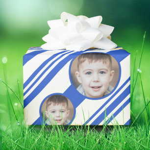Papier Cadeau Photo personnalisée Logo Bleu et Blancs