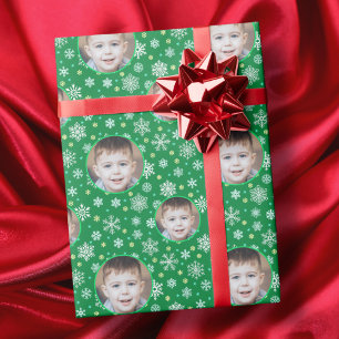 Papier Cadeau Photo personnalisée Logo Fête verte Fête du flocon