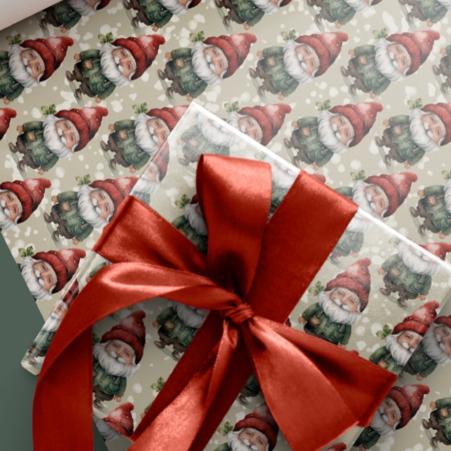 Papier Cadeau Photo personnalisée Visage Noël Gnomes Enveloppeme (Créateur téléchargé)