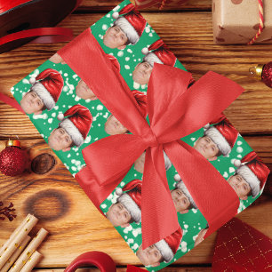 Papier Cadeau Photo personnalisée Visage Santa Hat Enveloppement