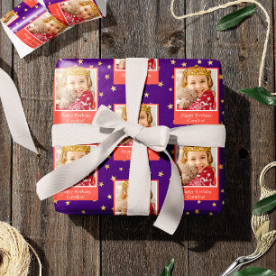 Papier Cadeau Photo pour enfant personnalisée Happy Birthday Gol