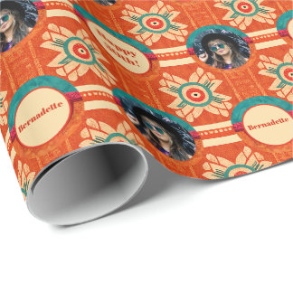 Papier Cadeau Photo Sentiment Orange Ethnic Bohemian Anniversair