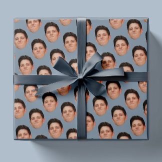 Papier Cadeau Photo visage ou animal de compagnie Dusty Blue Pap