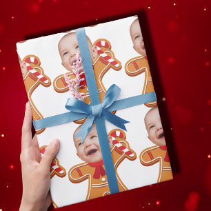 Papier Cadeau Photo visage personnalisé moderne Pain d'épices bé