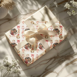 Papier Cadeau Photo Woodland Animals Baby First Christmas
