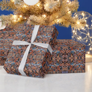 Papier Cadeau Photographie de motif d'arbres coupés empilés ense