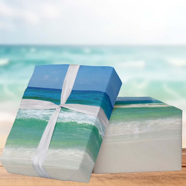 Papier Cadeau Photographie de plage Ciel bleu avec vagues (Créateur téléchargé)