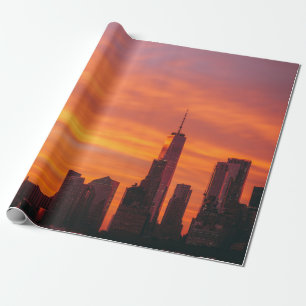PAPIER CADEAU PHOTOGRAPHIE PANORAMIQUE DU COUCHER DE SOLEIL EN V