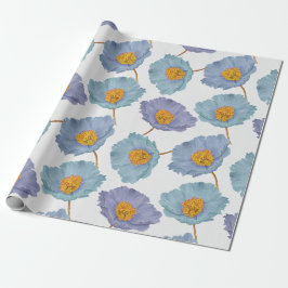 Papier Cadeau Photos à gros caractères pastel bleu floral aquare