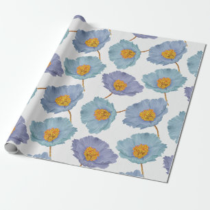 Papier Cadeau Photos à gros caractères pastel bleu floral aquare