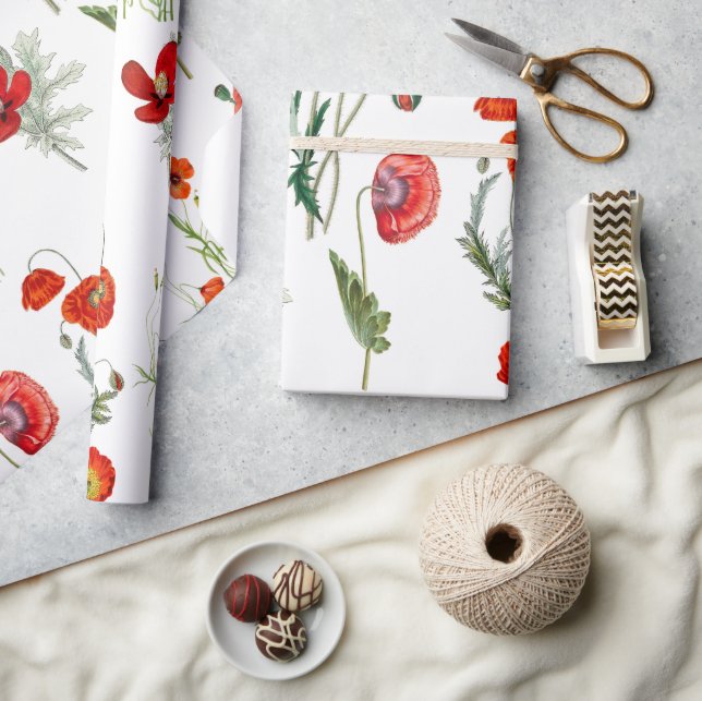 Papier Cadeau Photos de couleur rouge à l'aquarelle (Artisanat)