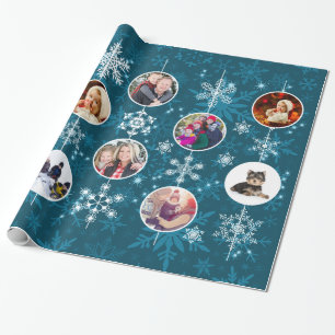 Papier Cadeau Photos de la famille Blue Green Conception Turquoi
