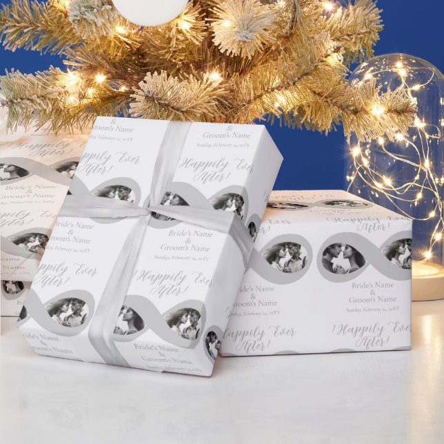 Papier Cadeau Photos d'infini Mariage blanc argent (Vacances)