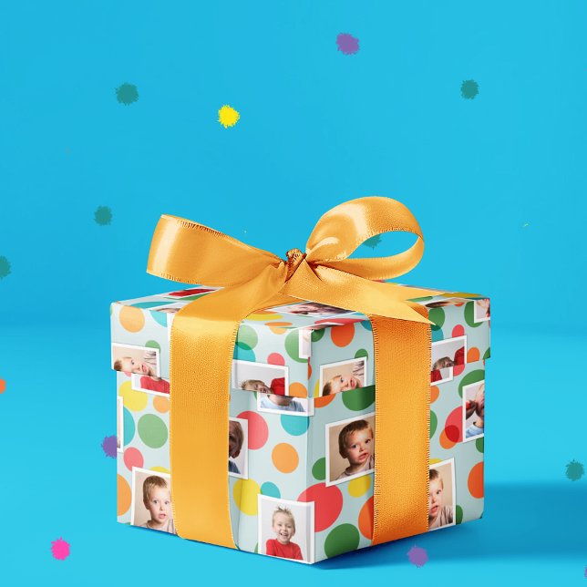 Papier Cadeau Photos et garçons Pois Anniversaire (Créateur téléchargé)