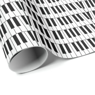 Papier Cadeau Piano Keys noir et blanc Pianiste musicien