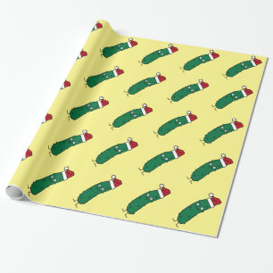 Papier Cadeau Pickle à l'aneth de Noël utilisant un casquette de