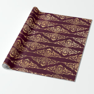 Papier Cadeau Pics d'or et Filigree sur la Bourgogne