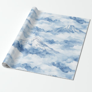 Papier Cadeau Pics embrumés – Paysage de montagne à l'aquarelle