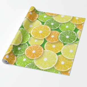 Papier Cadeau Pièces de fruits d'agrumes pop art 3