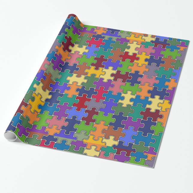 Papier Cadeau pièces de puzzle couleur (Déroulé)