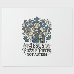 Papier Cadeau Pièces de puzzle Jésus pas autisme Pièces de puzzl