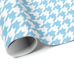 Papier Cadeau Pied-de-poule bleu-clair et blanc moyen