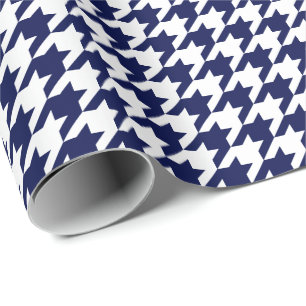 Papier Cadeau Pied-de-poule moyen de bleu marine et de blanc