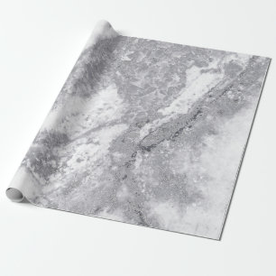 Papier Cadeau Pierre de marbre blanc Abstrait gris argenté Carra