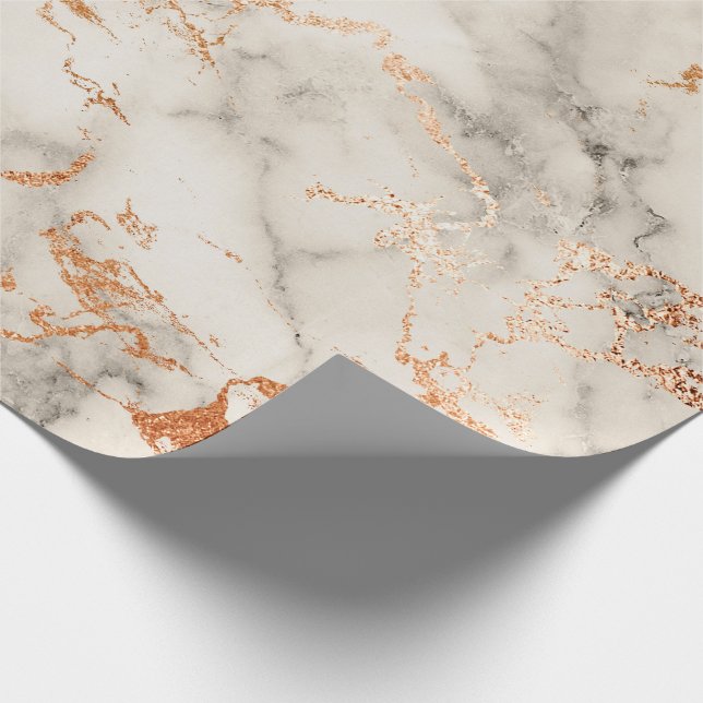 Papier Cadeau Pierre de marbre gris argenté Abstrait Rose (Coin)