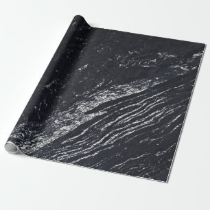 Papier Cadeau Pierre de marbre noire de Carrare de gris argenté