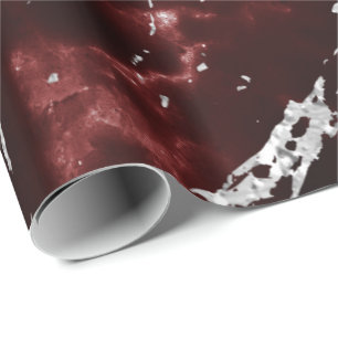 Papier Cadeau Pierre gris argenté en marbre rouge bordeaux