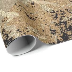 Papier Cadeau Pierre noire de marbre d'or de sépia de parties