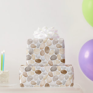 Papier Cadeau Pierres Brunes Crème Anniversaire