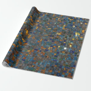 Papier Cadeau Pierres de mosaïque en bleu et or