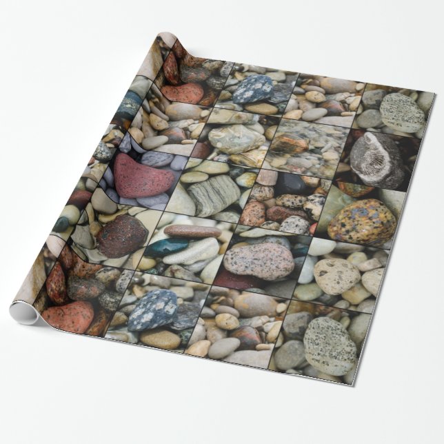 Papier Cadeau Pierres de plage des Grands Lacs (Déroulé)