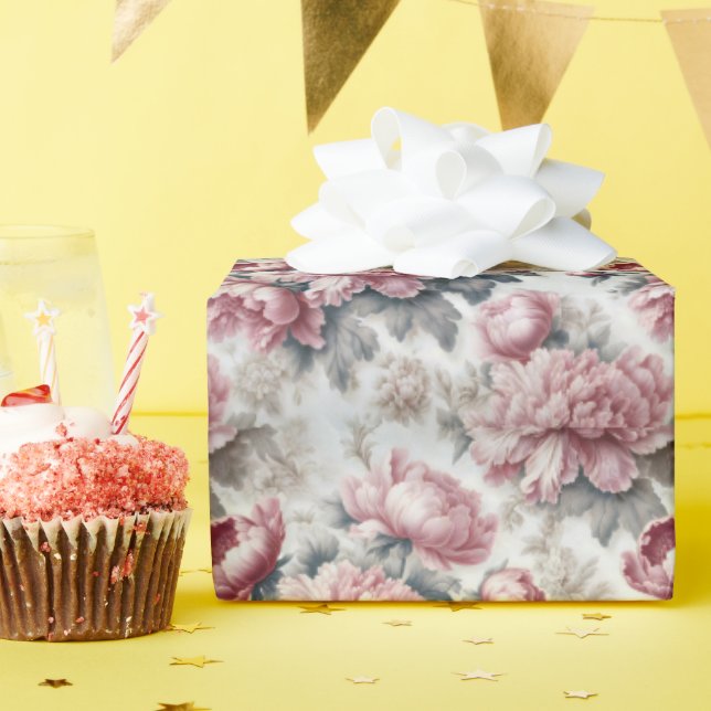 Papier Cadeau Pies roses (Fête d'anniversaire)